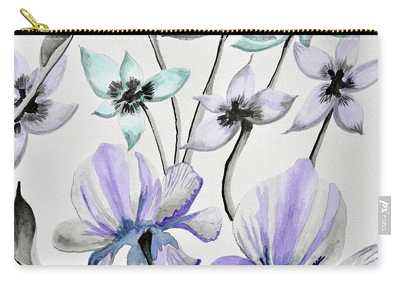 Linda Brody Zip Pouch featuring the painting Floral Abstract by Linda Brody