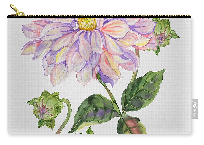 Watercolor Painting Zip Pouch featuring the painting Floral Botanicals-JP3778 by Jean Plout