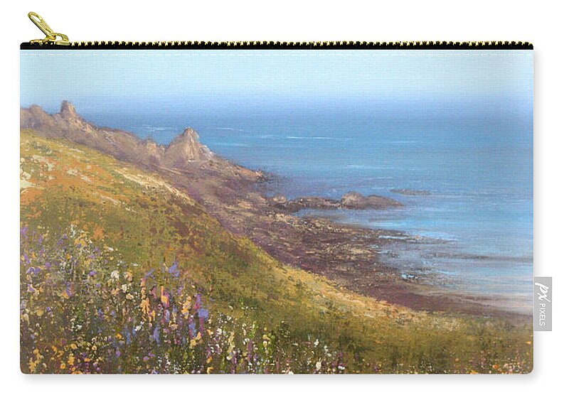 Seascape Zip Pouch featuring the painting A Walk on the Wild Side by Valerie Travers