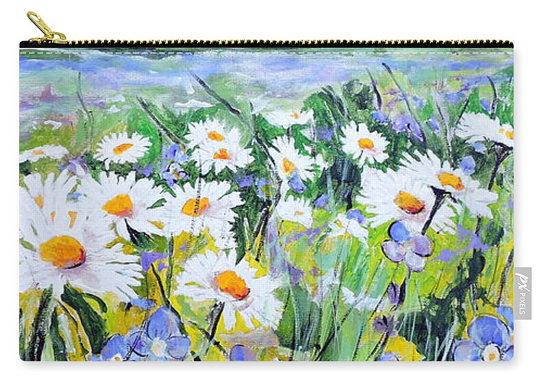 Flowers Zip Pouch featuring the painting Floral Field by Jodie Marie Anne Richardson Traugott     aka jm-ART