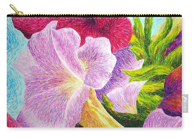 Floral Zip Pouch featuring the painting Floral in Pinks by Lisa Bliss Rush