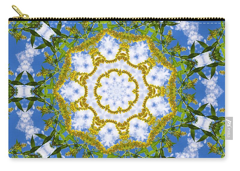 Kaleidoscope Zip Pouch featuring the digital art Floral Sun by Shawna Rowe