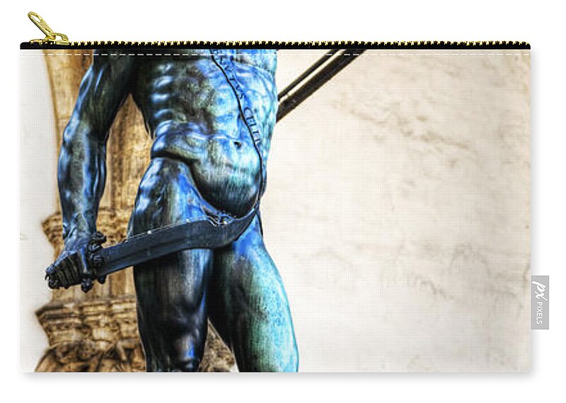 Perseus And Medusa Zip Pouch featuring the photograph Florence - Perseus in the Loggia - side view short by Weston Westmoreland