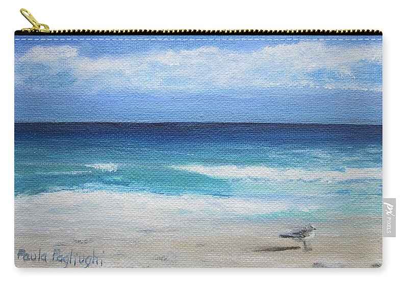 Water Zip Pouch featuring the painting Florida Seagull by Paula Pagliughi