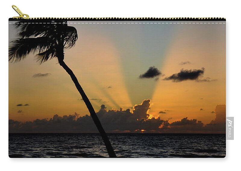 Florida Sunrise Palm Tree Zip Pouch featuring the photograph Florida Sunrise Palm by Kelly Wade
