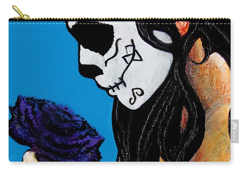 Woman Zip Pouch featuring the painting La Catrina con La Flor by Frank Botello