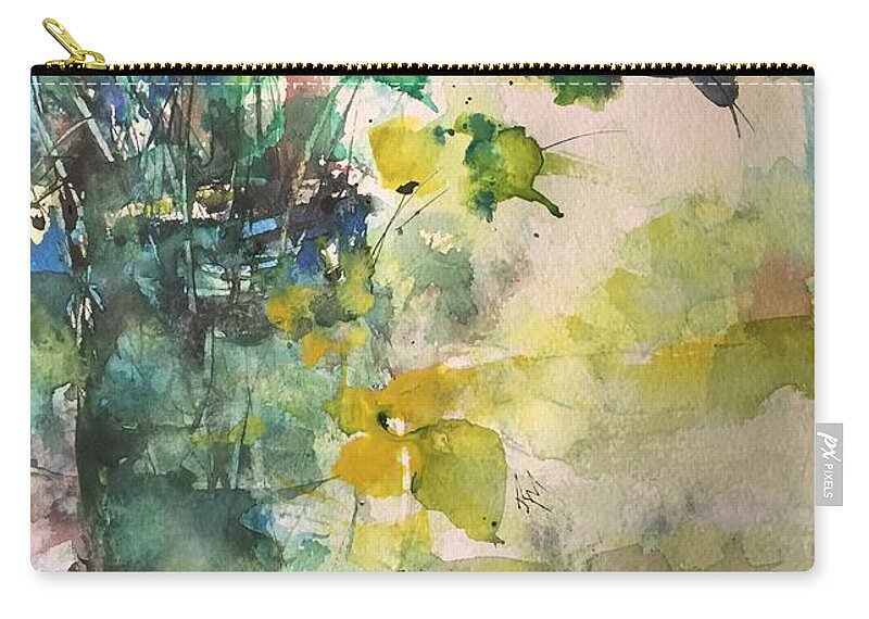 Base Zip Pouch featuring the painting Flower and Vase Stilllife by Robin Miller-Bookhout