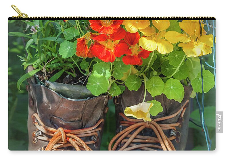 Markmilleart.com Zip Pouch featuring the photograph Flower Boots by Mark Mille