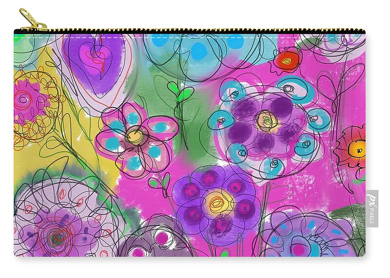 Abstract Zip Pouch featuring the digital art Flower Child by Bonny Butler