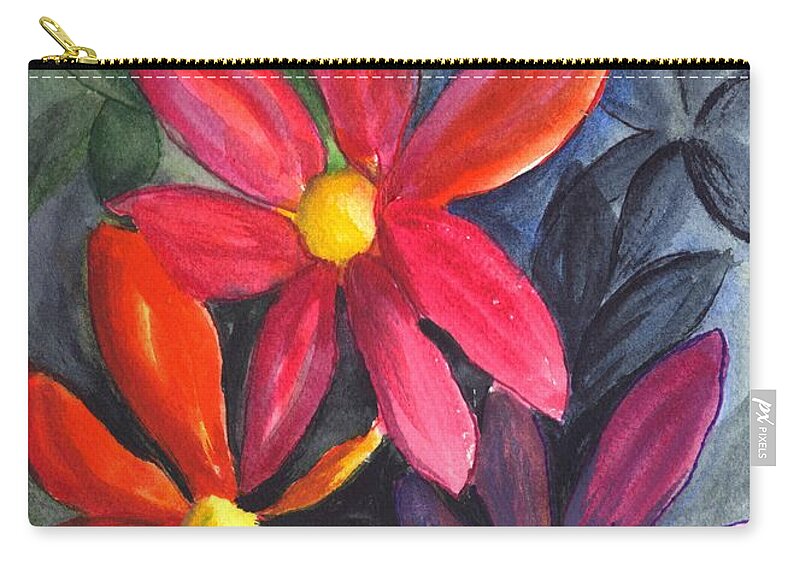 Floral Zip Pouch featuring the painting Flower Festival by Carol Wisniewski