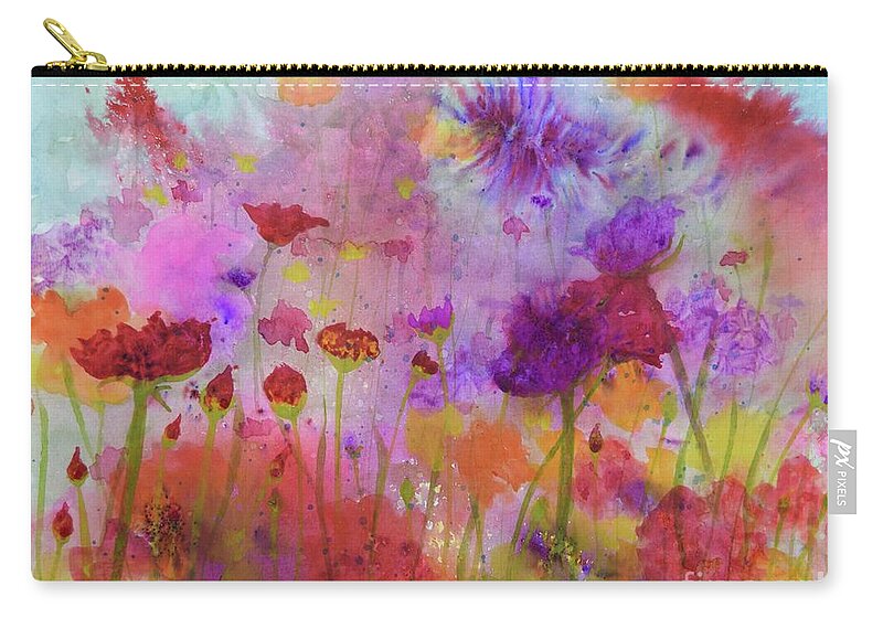  Zip Pouch featuring the painting Flower Frenzy by Barrie Stark