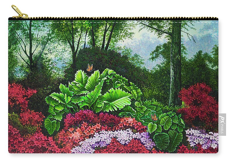 Flower Zip Pouch featuring the painting Flower Garden X by Michael Frank