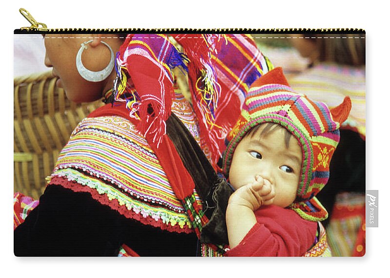 Flower Hmong Zip Pouch featuring the photograph Flower Hmong Baby 07 by Rick Piper Photography