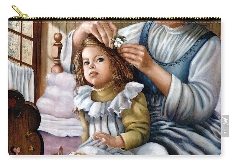 Children Zip Pouch featuring the painting Flower in Her Hair by Marie Witte