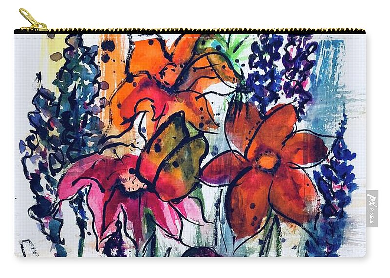 Flowers Zip Pouch featuring the painting Flower Medley by Marcia Breznay