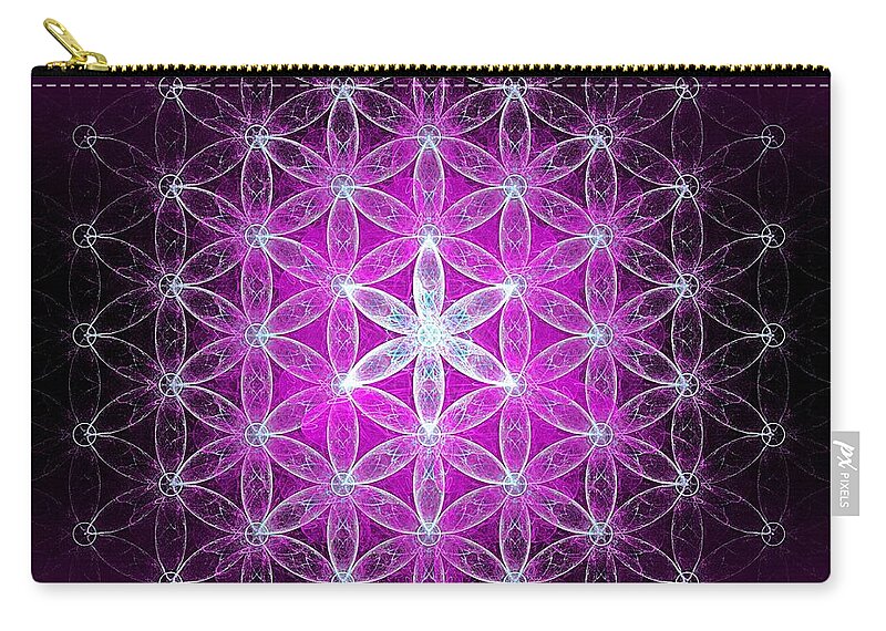 Flower Of Life Zip Pouch featuring the digital art Flower of life basic by Alexa Szlavics