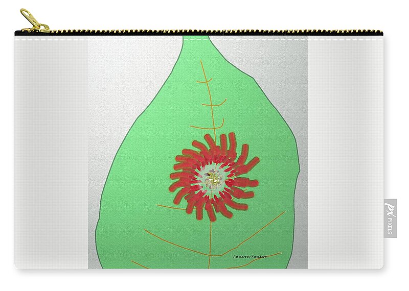 Abstract Zip Pouch featuring the painting Flower on the Leaf by Lenore Senior