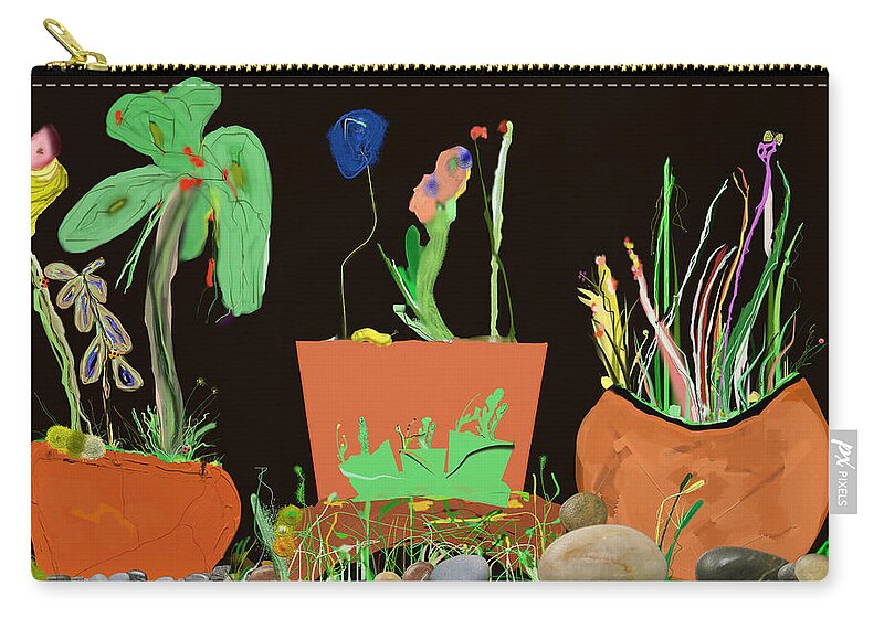 Computer Zip Pouch featuring the digital art Flower Pot Panel by SC Heffner