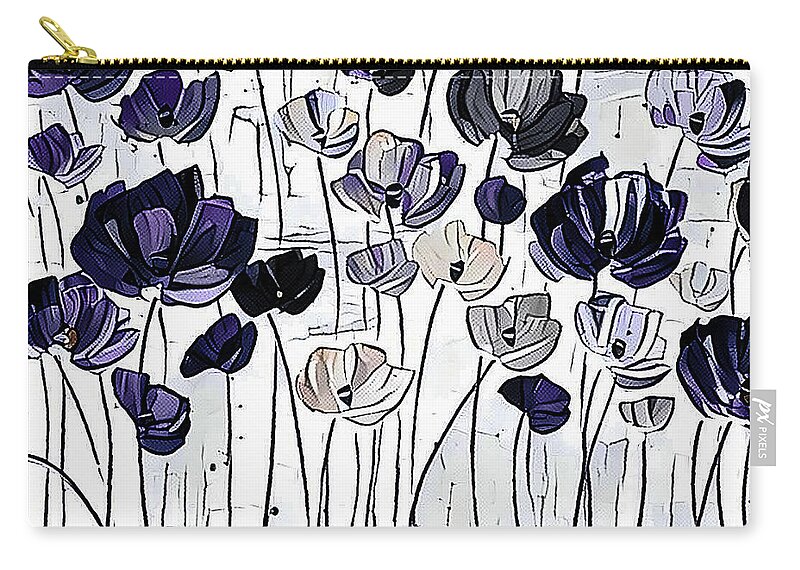 Lavender Zip Pouch featuring the mixed media Flower Stems 8 by Toni Somes