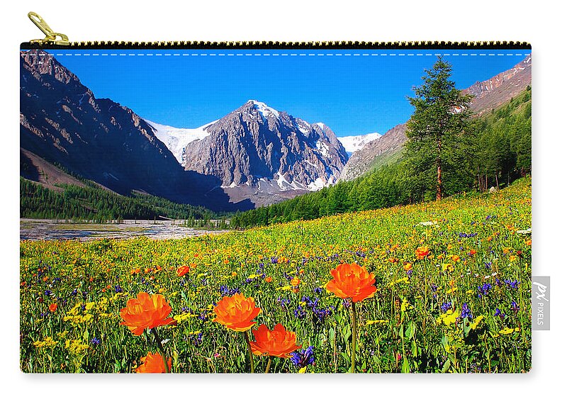 Russian Artists New Wave Carry-all Pouch featuring the photograph Flowering Valley. Mountain Karatash by Victor Kovchin