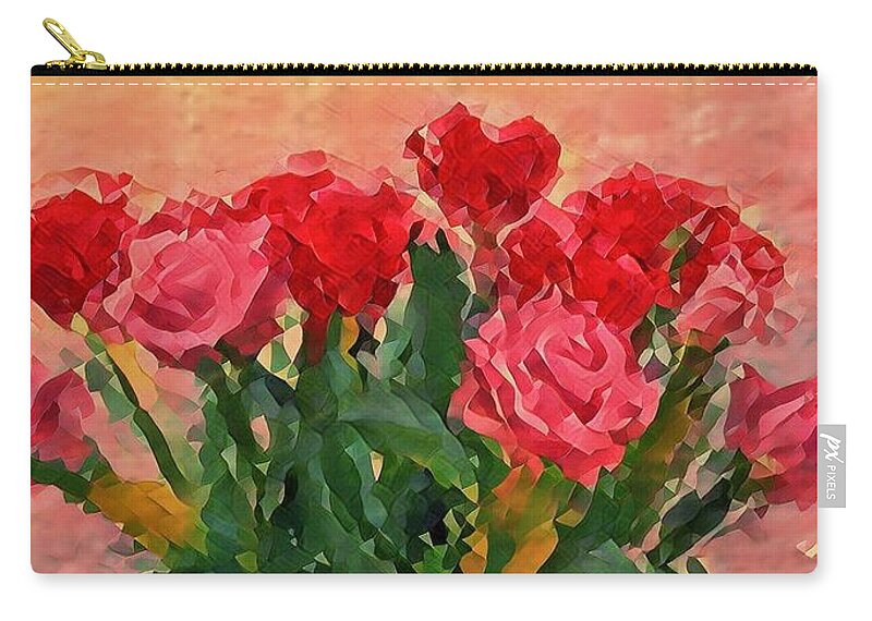 Flowers Zip Pouch featuring the digital art Flowers In A Vase by MaryLee Parker