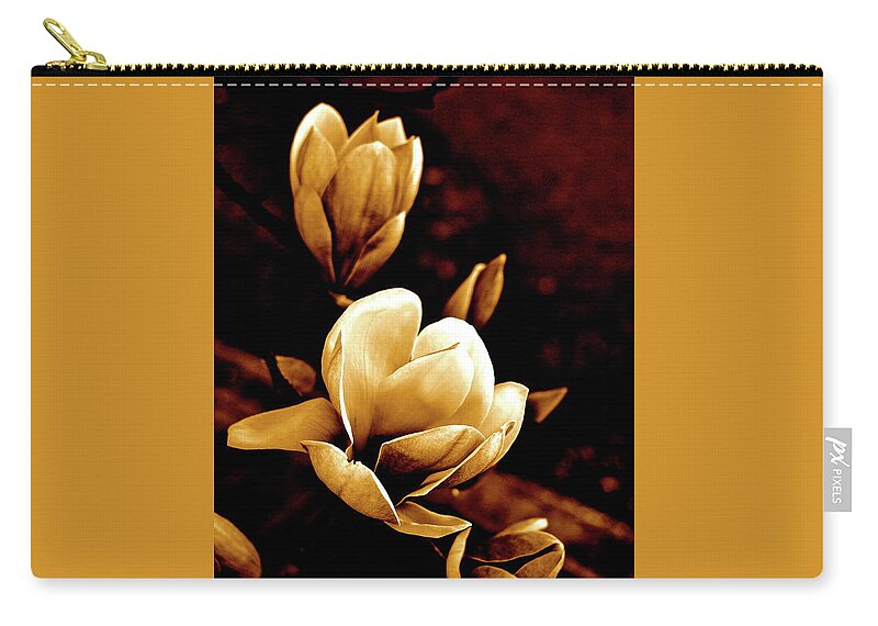 Cathy Dee Janes Zip Pouch featuring the photograph Flowers in Sepia by Cathy Dee Janes