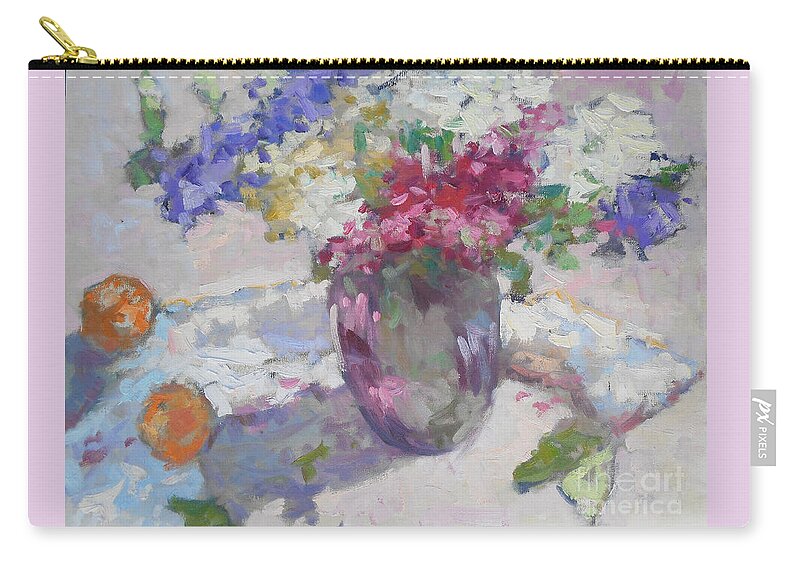 Fresia Zip Pouch featuring the painting Flowers in San Antonio by Jerry Fresia