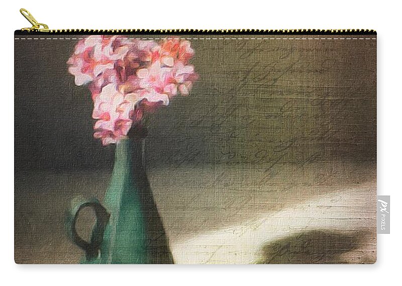 Flower Zip Pouch featuring the digital art Flowers in vase still life by Amy Cicconi