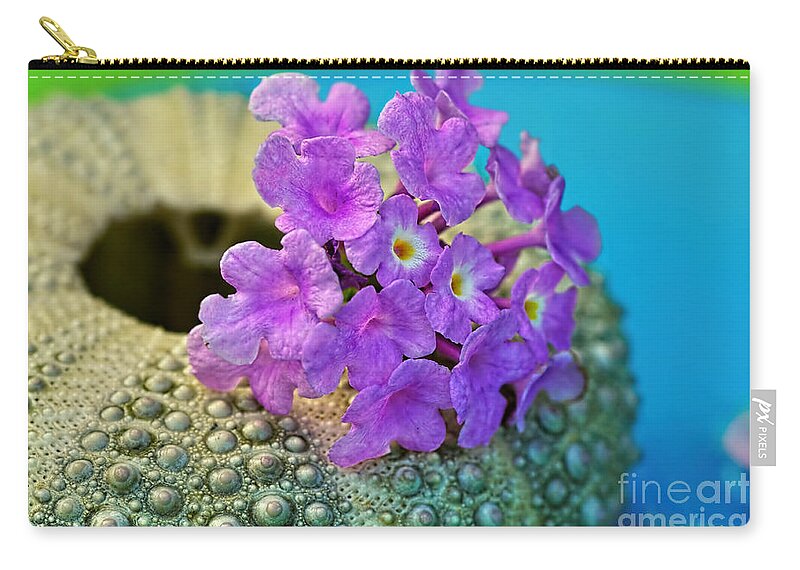 Photography Zip Pouch featuring the photograph Flowers on a Shell by Kaye Menner by Kaye Menner