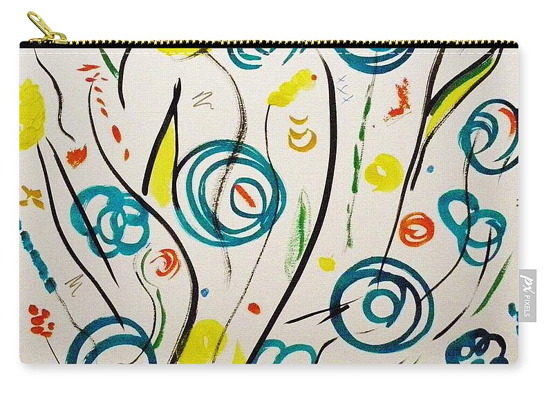 Flowers On The Loose Zip Pouch featuring the painting Flowers on the Loose by Mary Carol Williams