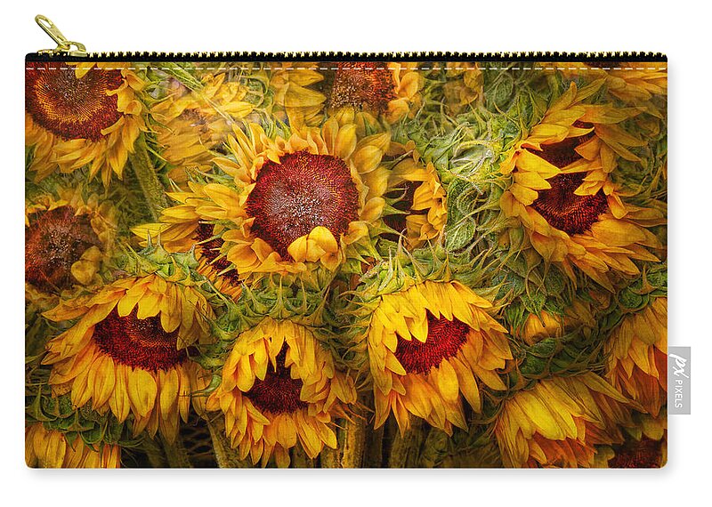 Sunflower Zip Pouch featuring the photograph Flowers - Sunflowers - You're my only sunshine by Mike Savad