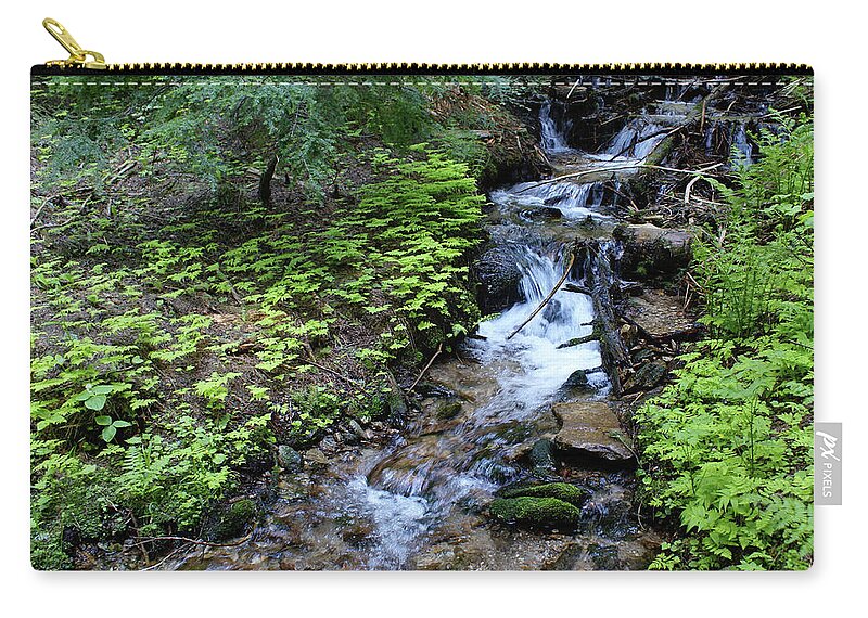 Nature Zip Pouch featuring the photograph Flowing Creek by Ben Upham III