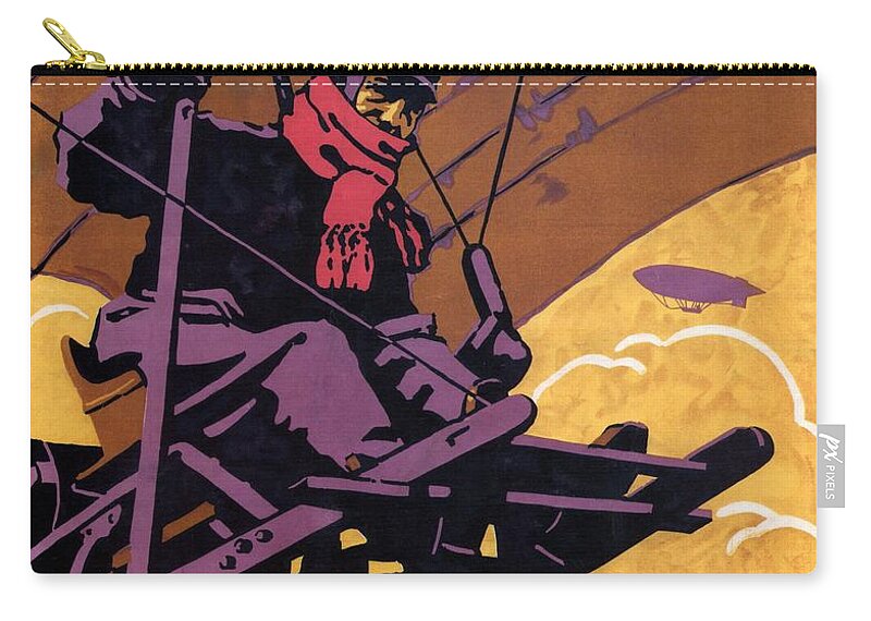 Airfield Zip Pouch featuring the mixed media Flugplatz Wanne Herten - Airfiled - Germany - Retro travel Poster - Vintage Poster by Studio Grafiikka