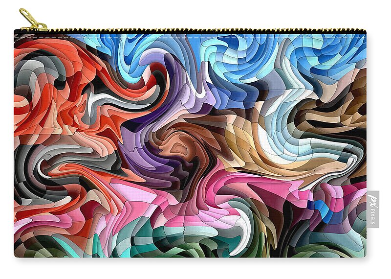 Abstract Zip Pouch featuring the mixed media Fluidity- Colorful Abstract Mosaic by Shelli Fitzpatrick