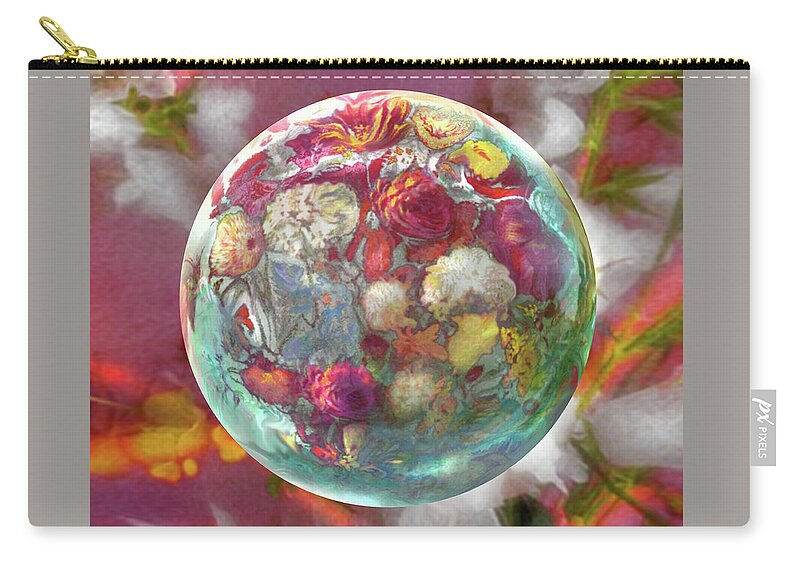 Flowers Zip Pouch featuring the digital art Fluorescent Dream Orb by Robin Moline