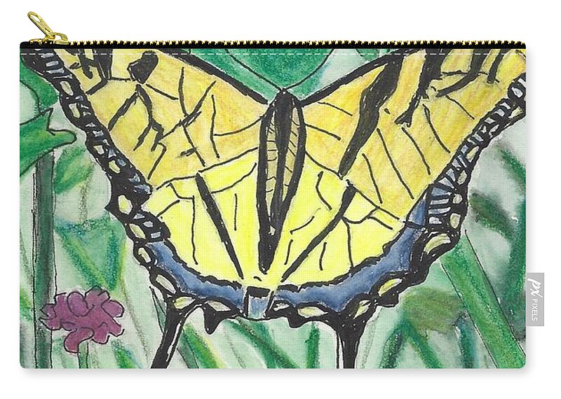 Butterfly Zip Pouch featuring the drawing Flutter by Ali Baucom