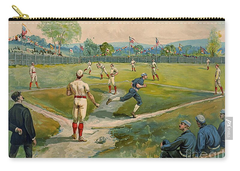 Fly Ball 1887 Zip Pouch featuring the photograph Fly Ball 1887 by Padre Art