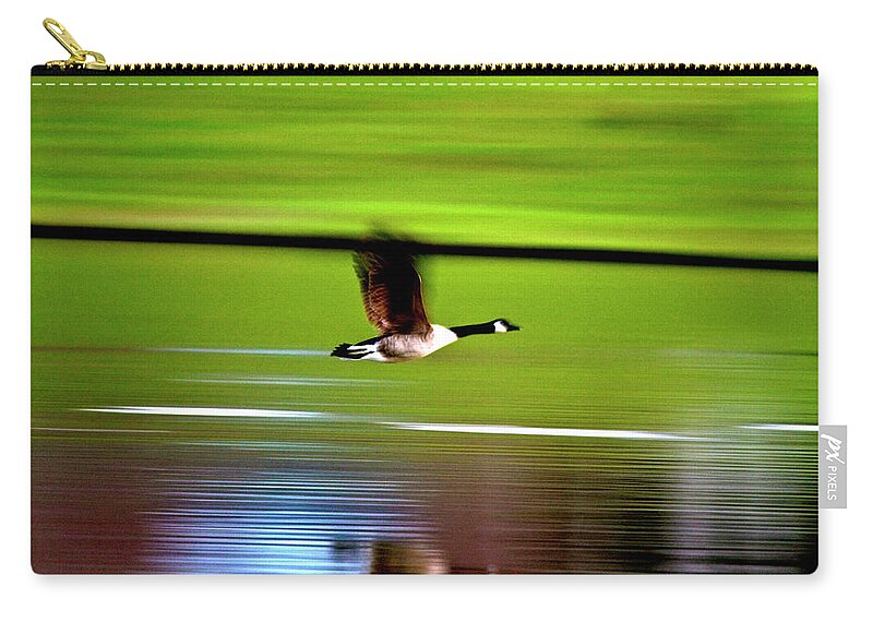 Goose Zip Pouch featuring the photograph Fly-by by Scott Pellegrin