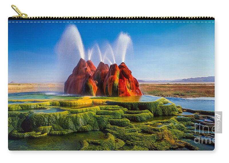 America Zip Pouch featuring the photograph Fly Geyser Panorama by Inge Johnsson