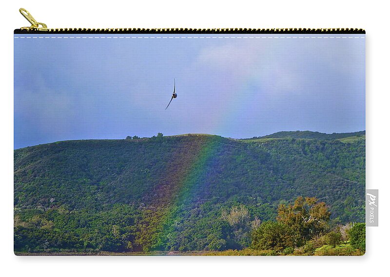 Rainbow Zip Pouch featuring the photograph Fly Over The Rainbow by Diana Hatcher