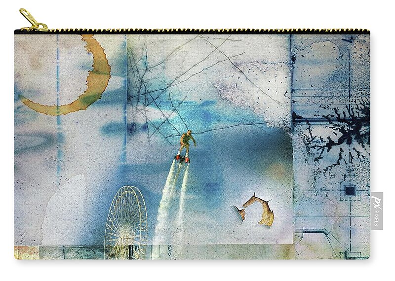 Flyboard Zip Pouch featuring the photograph Franky Zapata ,Flyboard - Freestyle by Jean Francois Gil
