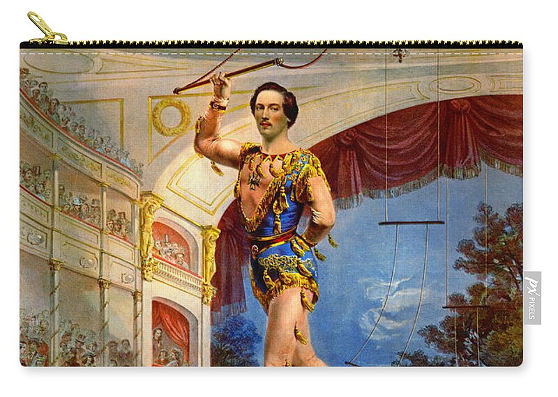 Flying Trapeze 1850 Zip Pouch featuring the photograph Flying Trapeze 1850 by Padre Art