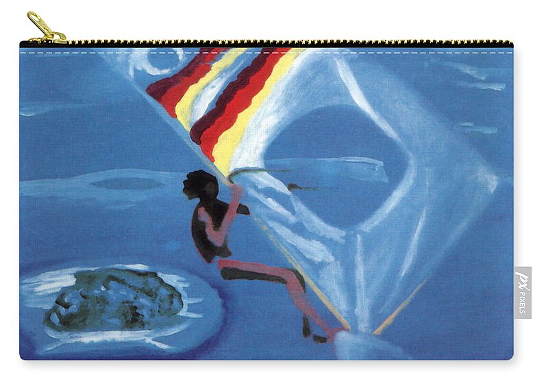 Windsurfer Zip Pouch featuring the painting Flying Windsurfer by Enrico Garff