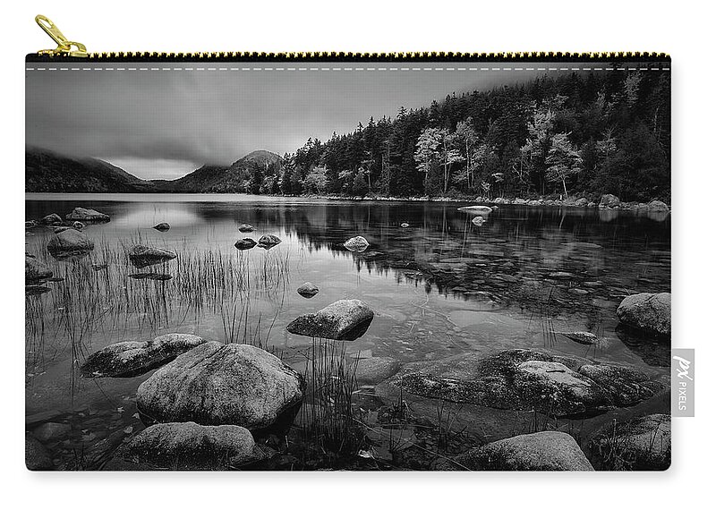 Jon Evan Glaser Zip Pouch featuring the photograph Fog on Bubble Pond by Jon Glaser