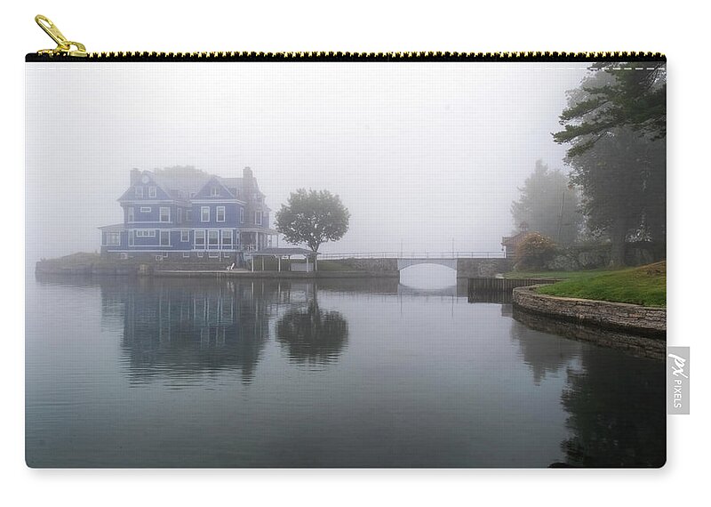 St Lawrence Seaway Zip Pouch featuring the photograph Fog On The River by Tom Singleton