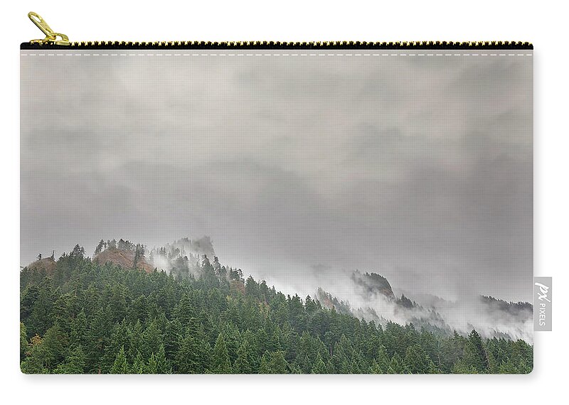 Columbia River Zip Pouch featuring the photograph Fog Rolling over Columbia River Gorge by David Gn
