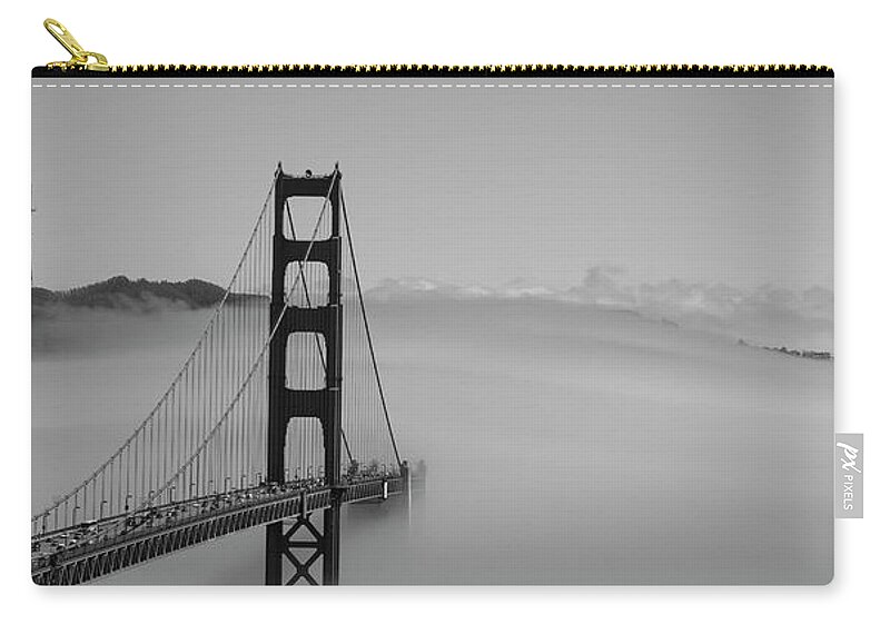 Fog Zip Pouch featuring the photograph Fogging The Bridge by David Bearden