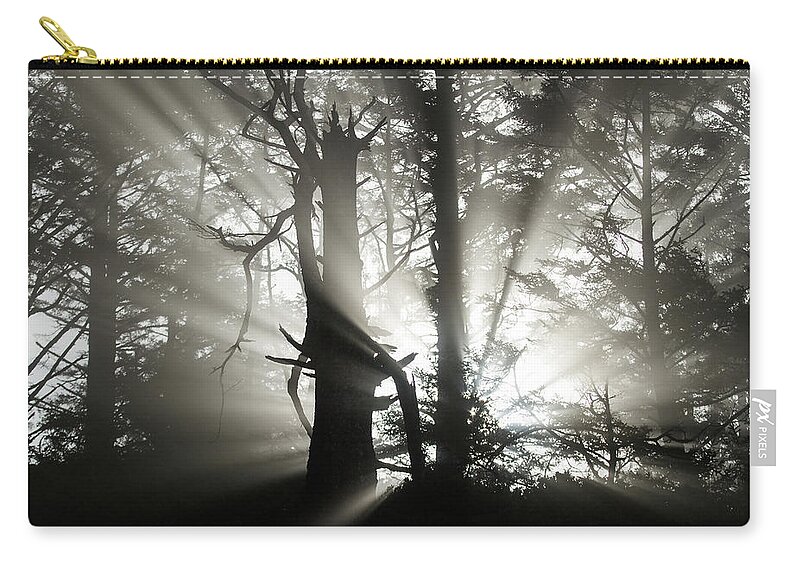 Oregon Zip Pouch featuring the photograph Foggy Flares by Wesley Aston