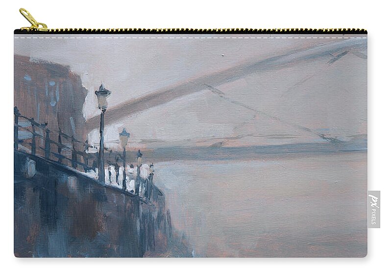 Maastricht Zip Pouch featuring the painting Foggy Hoeg by Nop Briex