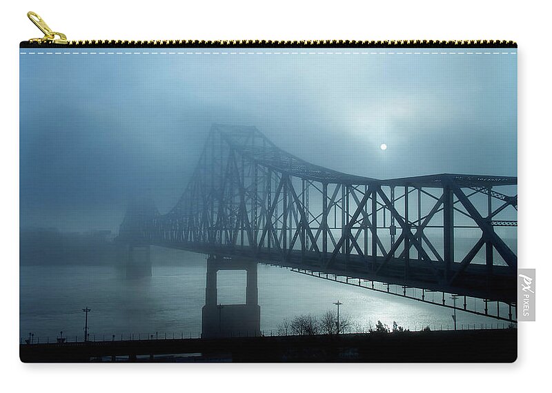 Fog Zip Pouch featuring the photograph Foggy Morning Blues by Debby Richards
